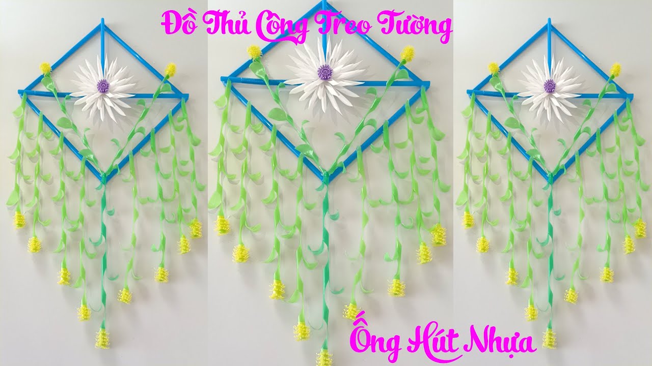 Đồ thủ công treo tường, đồ trang trí làm từ ống hút  // Anh Bảy handmade