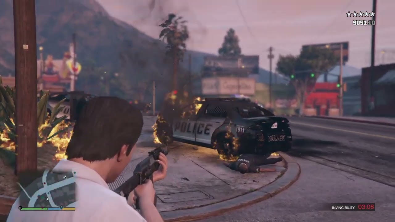 Grand Theft Auto V five-star police chase at the park!