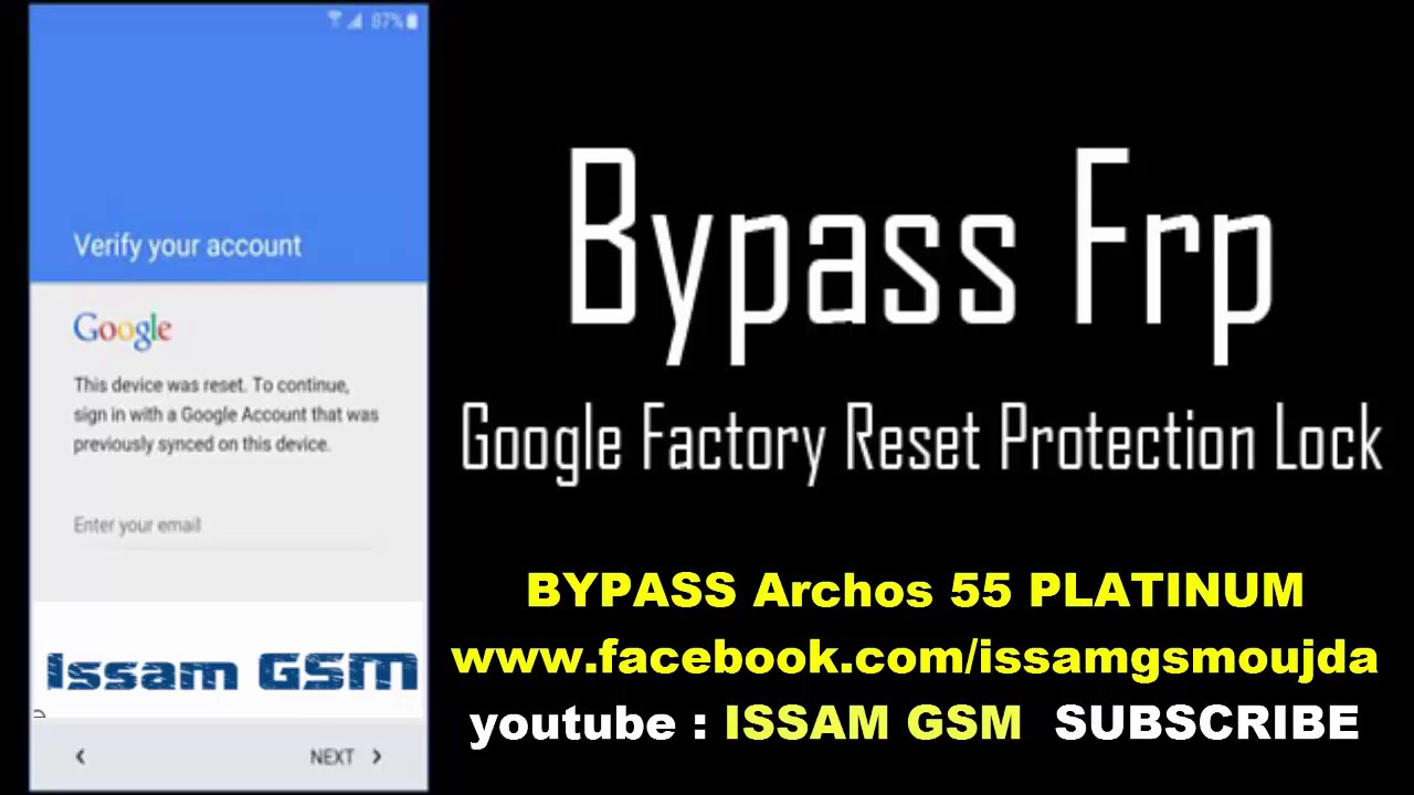 Archos 55 PLATINUM bypass google account remove frp 2016 issamgsm
