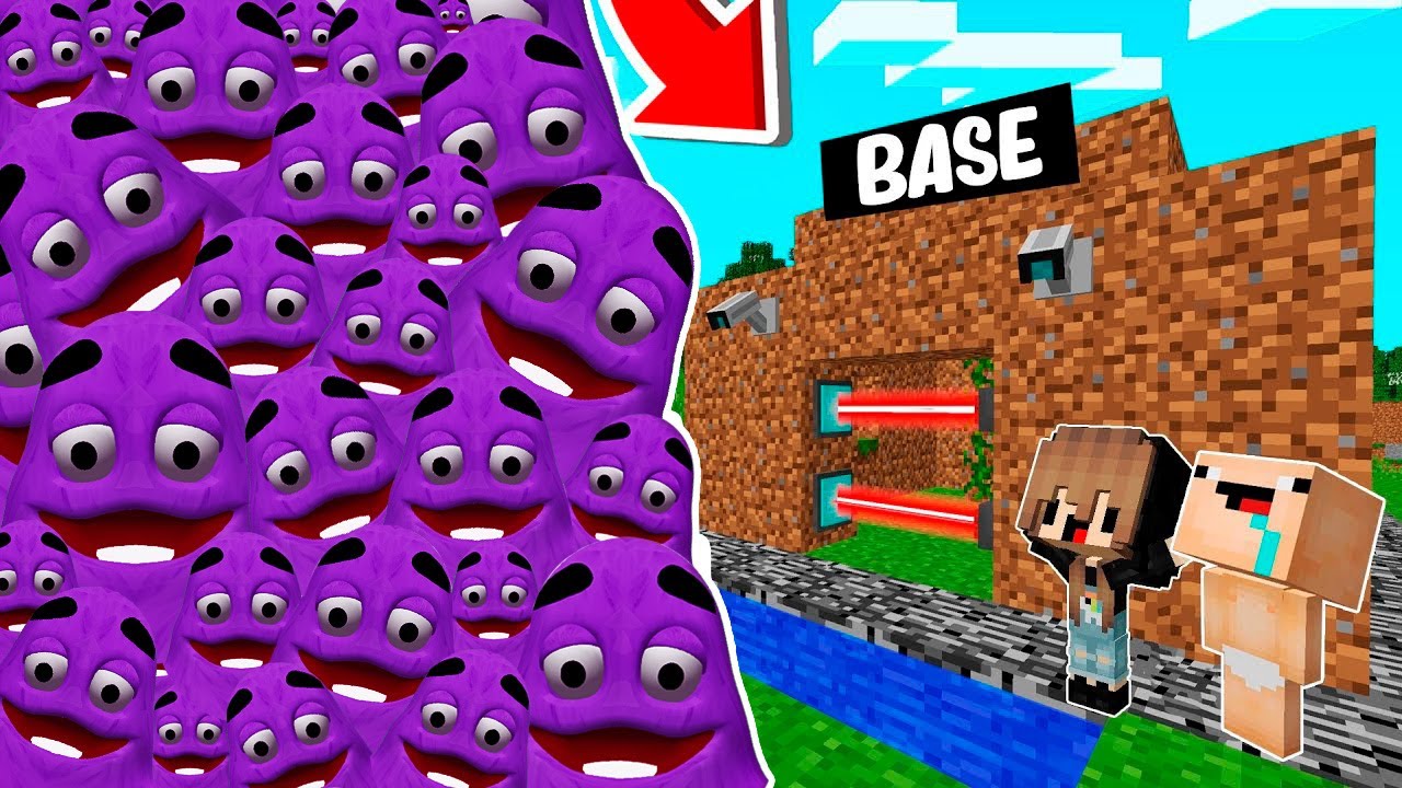 RETO DE LA BASE VS 1000000 GRIMACE SHAKE 🍦😰BASE DE NOOBSI Y BEBE NOOB VS GRIMACE SHAKE de MCDONALS