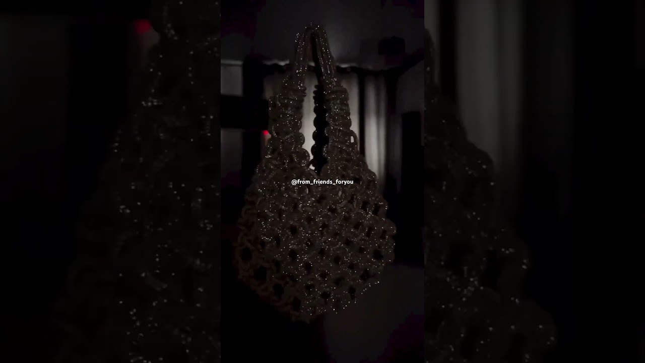 Mini bag macrame from rhinestone cord