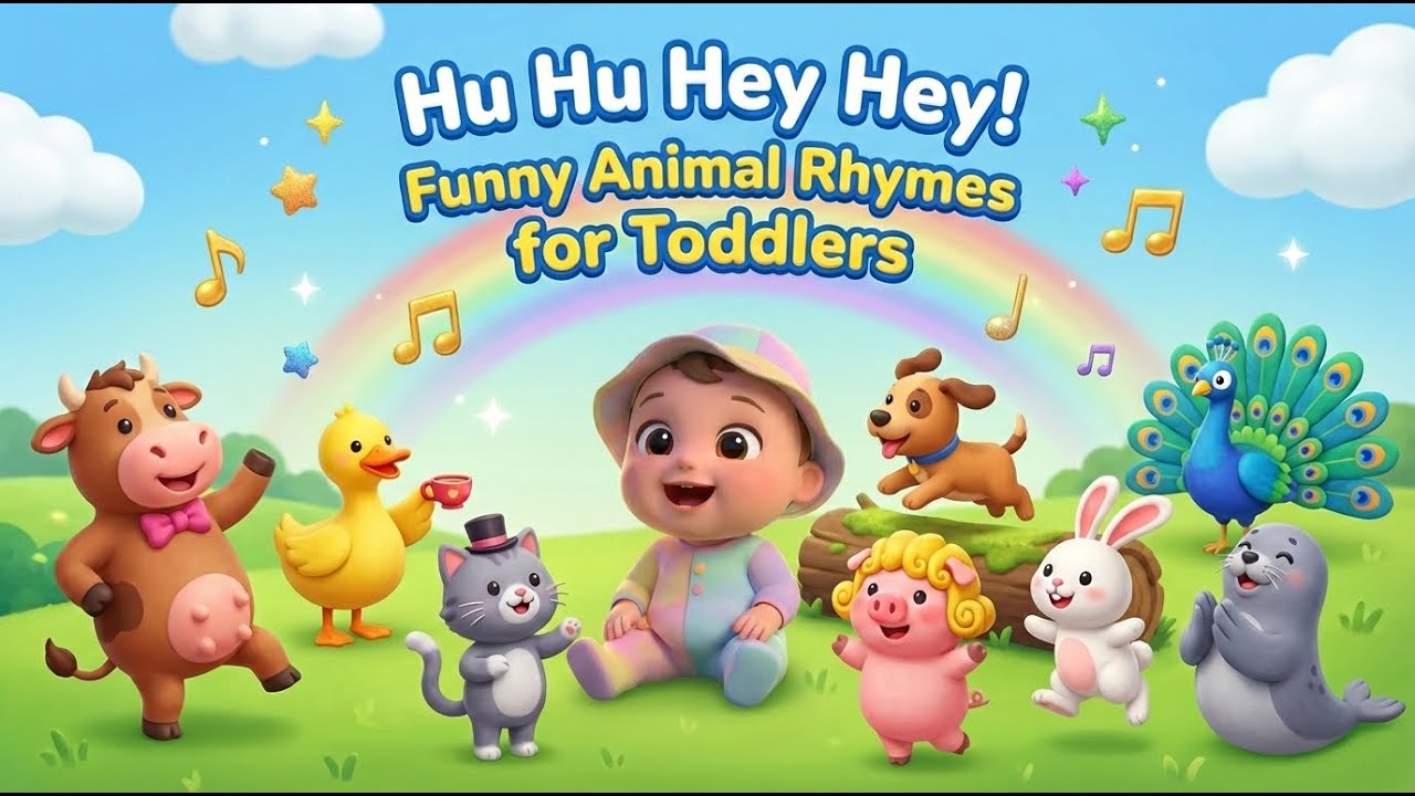 Funny Animal Rhymes for Toddlers | Hu Hu Hey Hey Sing Along Song
