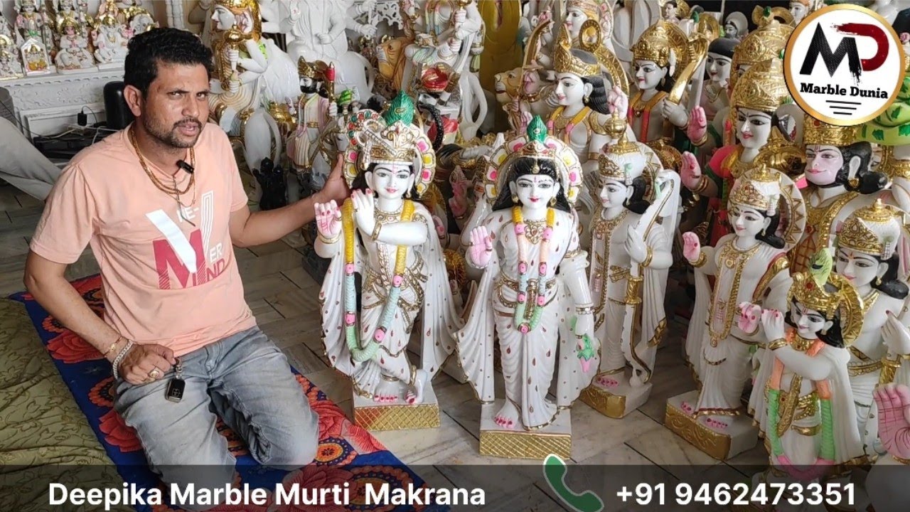 Radha Krishna Makrana Marble Statue - 9462473351