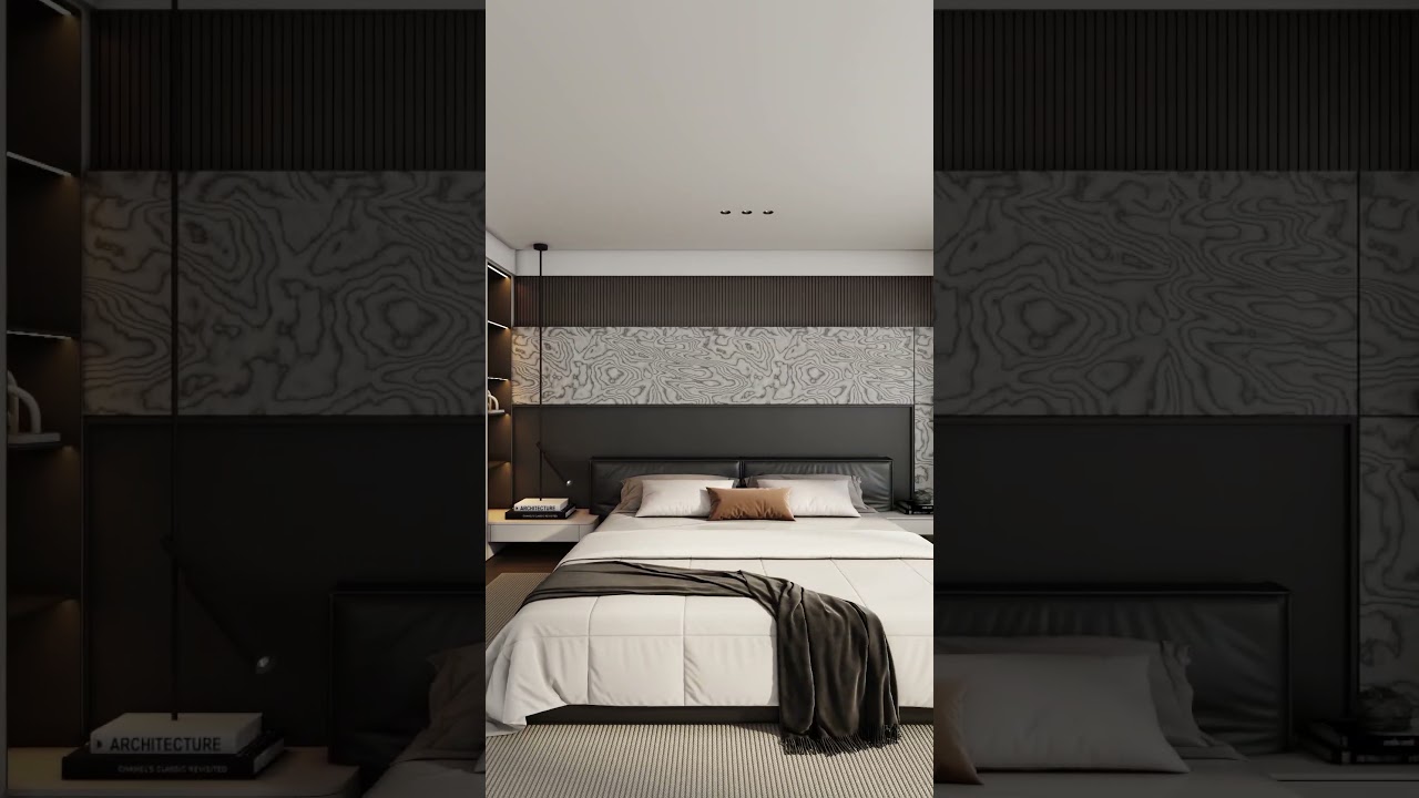Minimalist bedroom interior design ✨#vrishtidesigns #modernbedroom #luxuryinteriors  #bedroomgoals