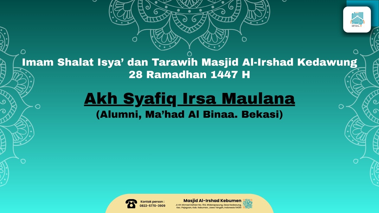 [LIVE] Shalat Isya' dan Tarawih - Akh Syafiq Irsa Maulana