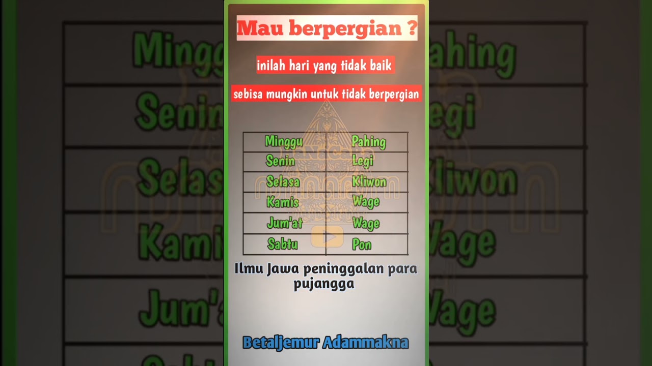 hari yang tidak baik untuk berpergian 