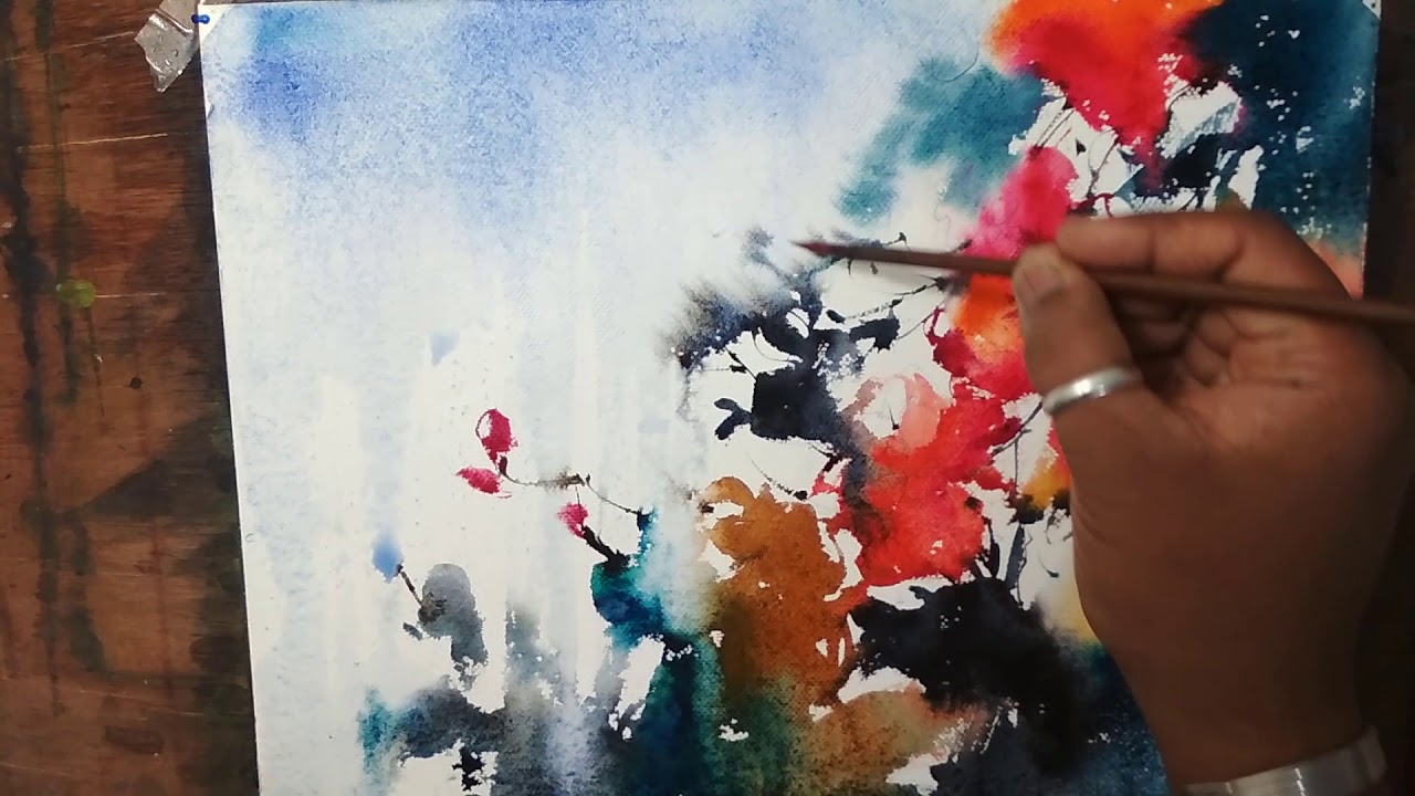 Abstract flower watercolor tutorial, an easy and fun lesson | art explain