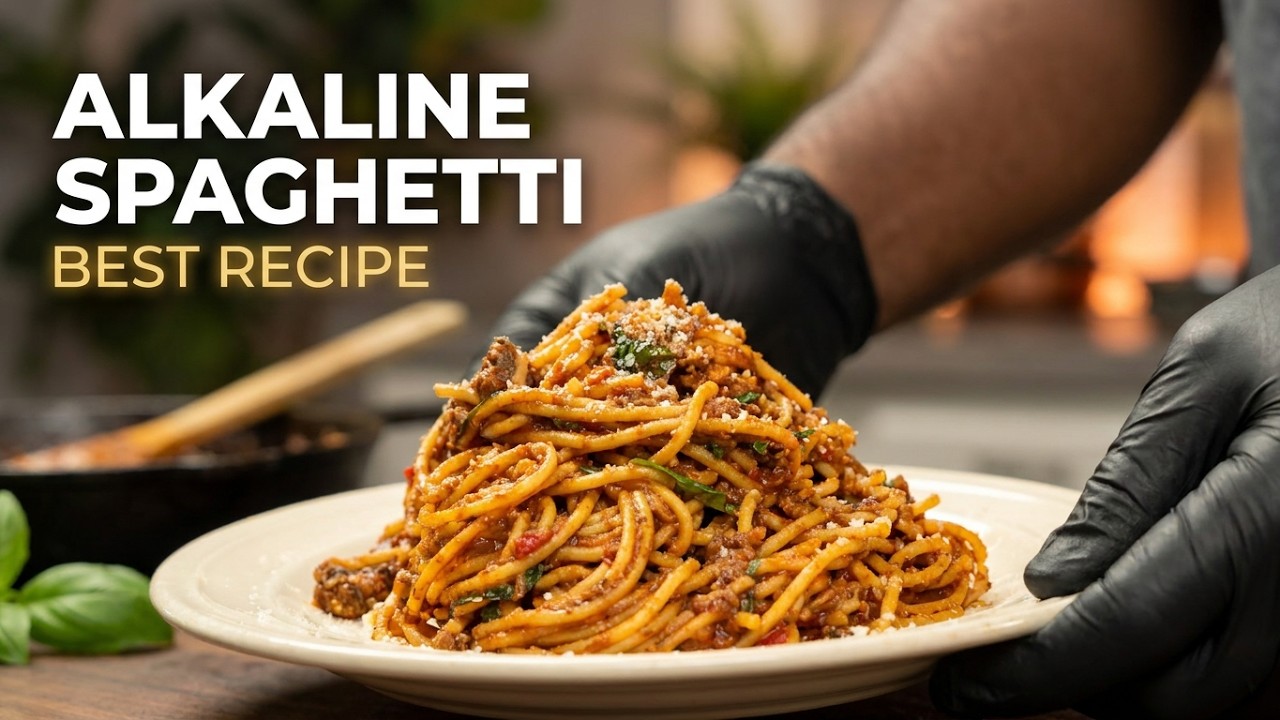 SIMPLE SPAGHETTI With Ground KING OYSTER MUSHROOM Sauce 🍝 | Alkaline Recipe