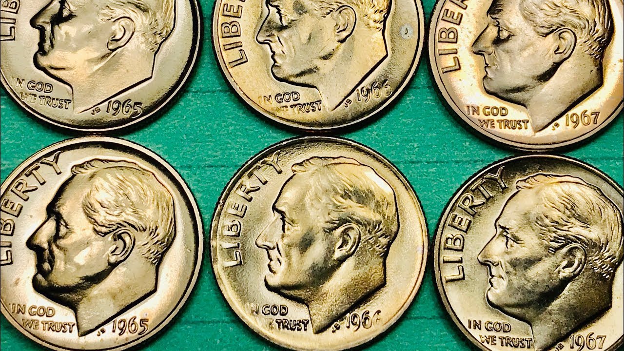 Стоимость десятицентовых монет Рузвельта 1965, 1966 и 1967 годов