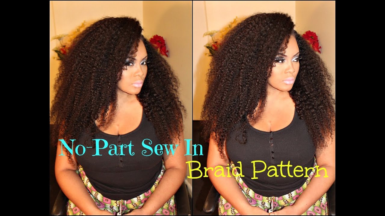 No-Part Sew in Braid Pattern with Sway Hair  - KINKY TEXTURE