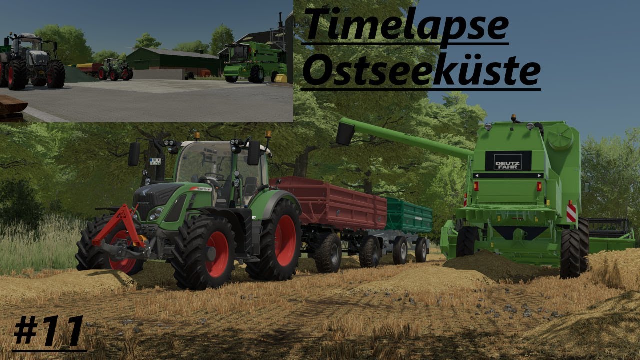 LS22 Timelapse Ostseeküste #11 Gerste dreschen mit dem Deutz Fahr M36.40!