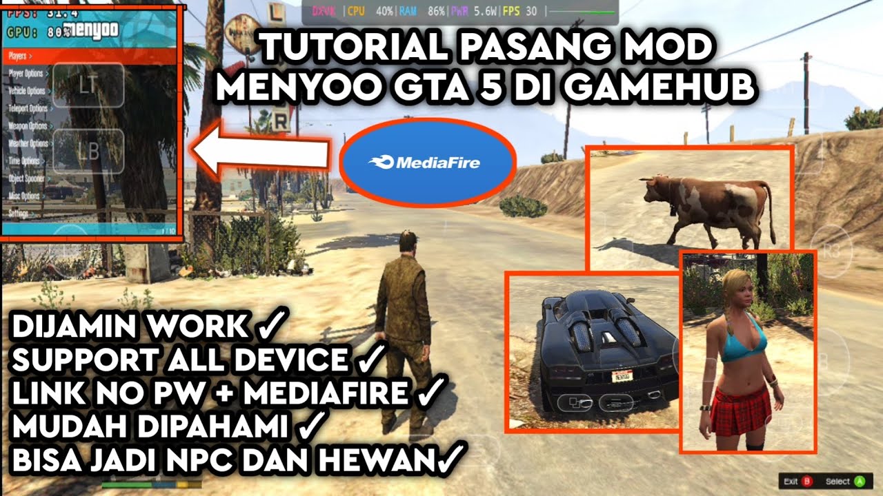 Dijamin Work! Cara Pasang Mod Menyoo GTA V Di GameHub v4.1.5 