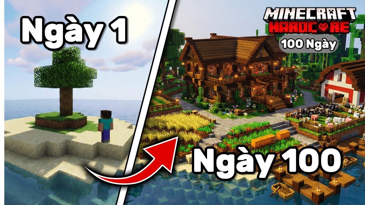 Tôi Sinh Tồn 100 Ngày Trên Một Hòn Đảo Hoang Trong Minecraft Hardcore