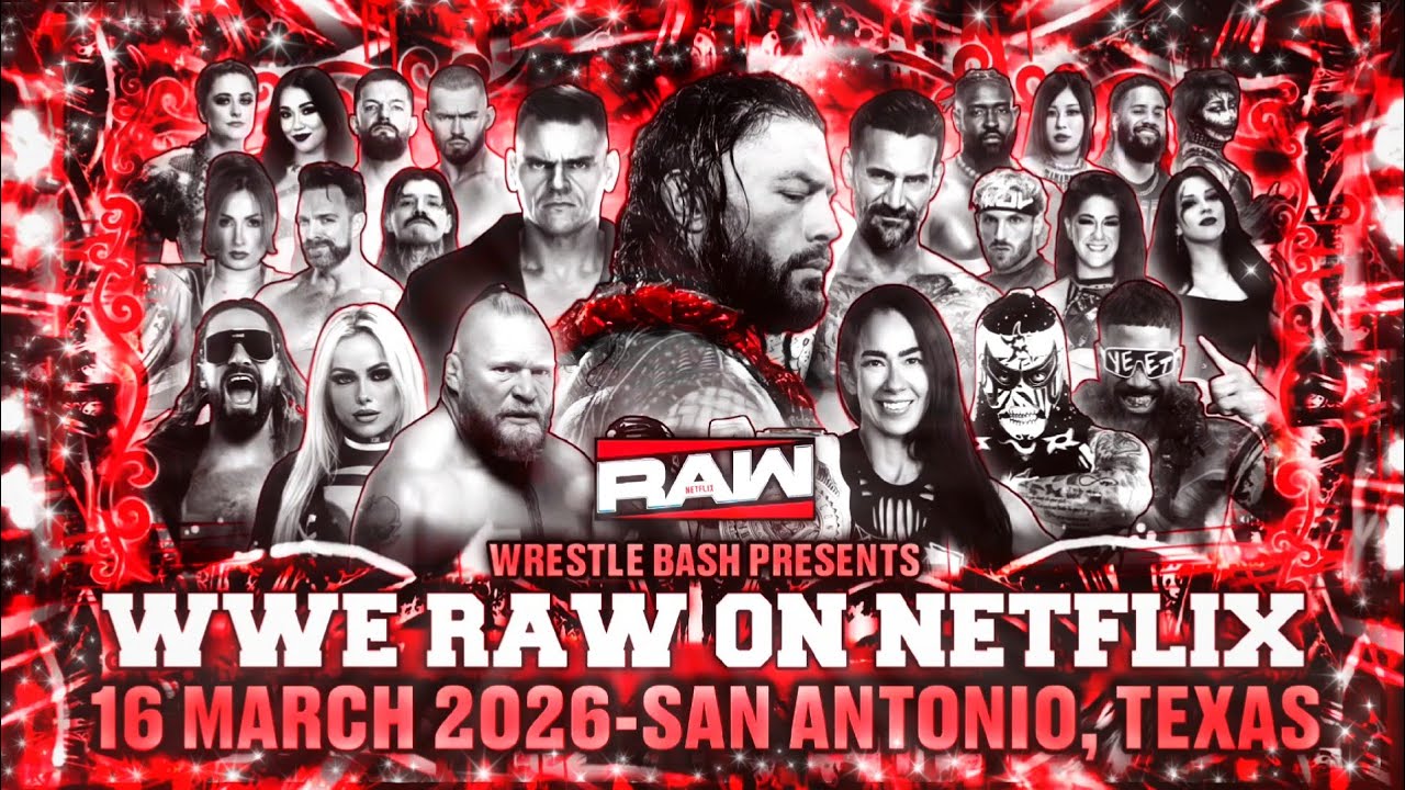 WWE Raw на Netflix, Сан-Антонио, Техас (16 марта 2026 г.) Список матчей и прогноз результатов