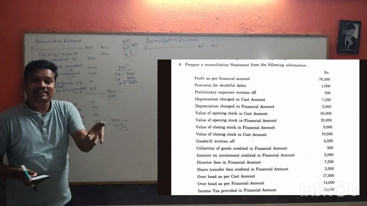 Reconciliation statement (if profit as per FA) | Bcom 6th sem. | Cost Accounting | KUD |