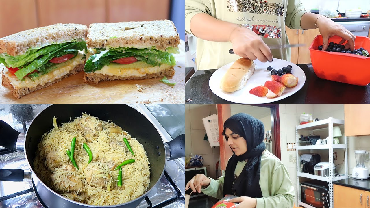 My Cooking Routine During Corona - Halloumi Sandwich - Chicken Yakhni Pulao