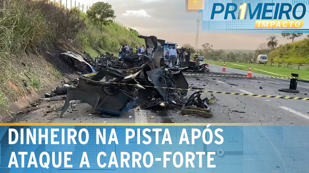 Bandidos explodem carro-forte e dinheiro fica espalhado em rodovia | Primeiro Impacto (14/11/23)