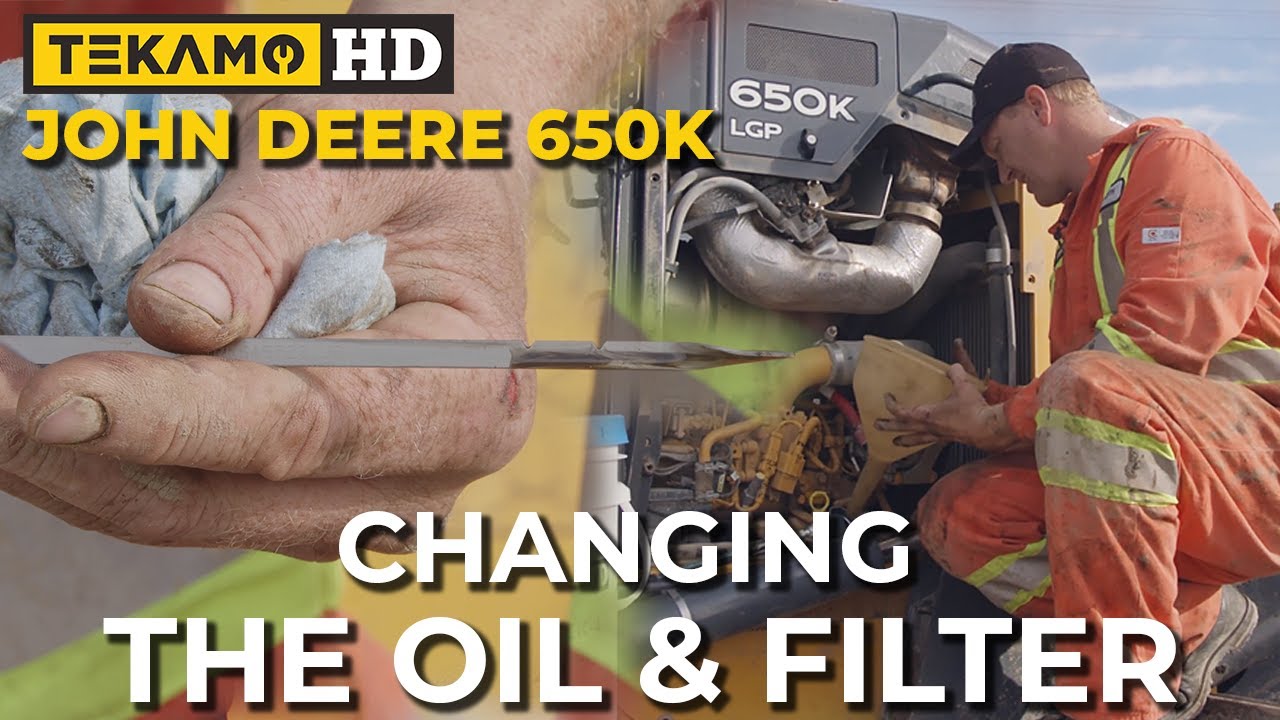 How to change the ENGINE OIL & FILTER on a John Deere 650K LGP in under 10 MINUTES!