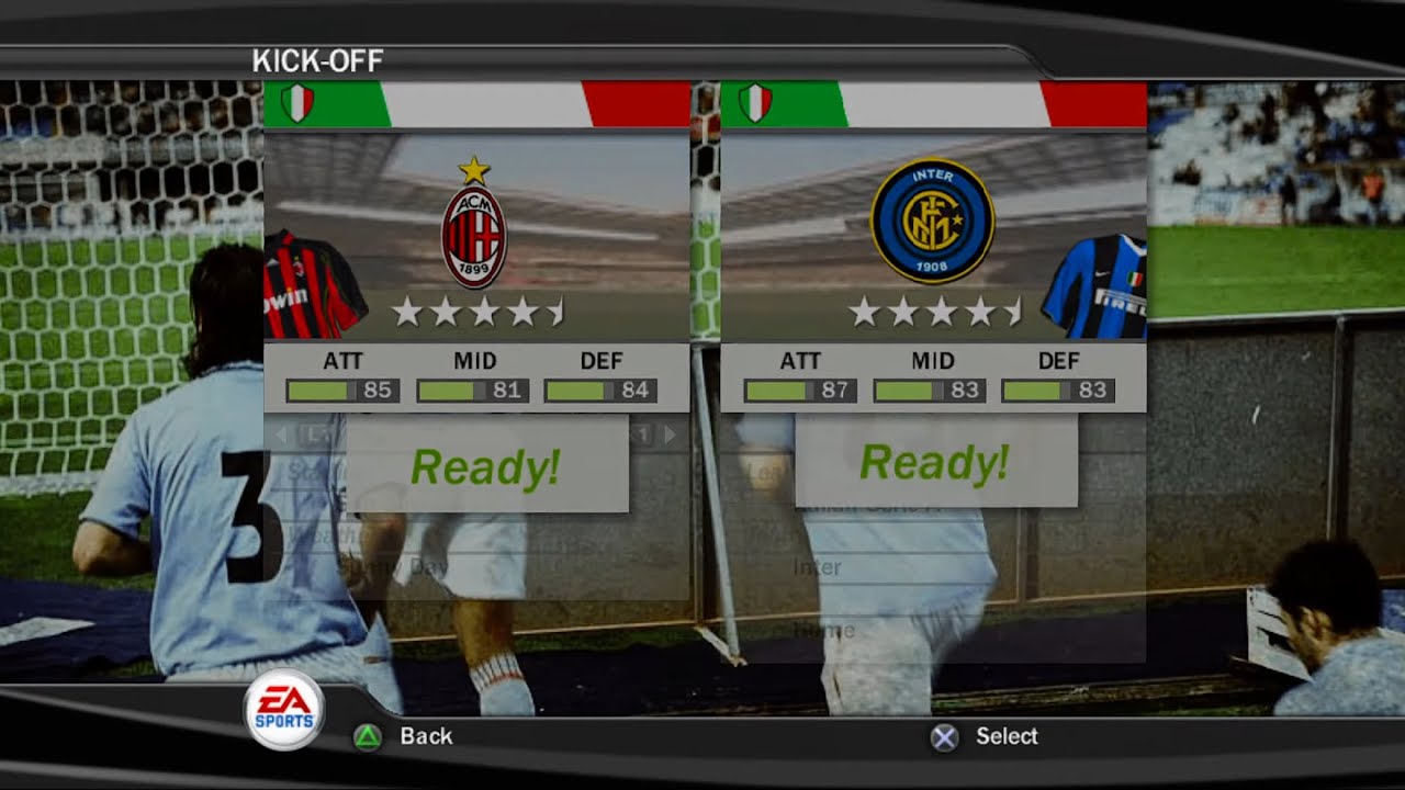 FIFA 07 (PS2) Gameplay - AC Milan vs Inter Milan