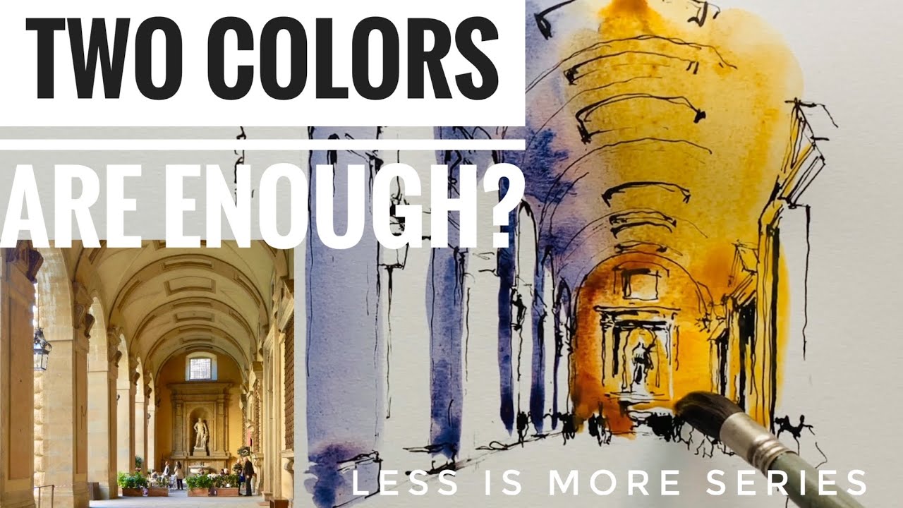 Simplification of Watercolor in Urban Sketch / Ink and wash / Florence, Italy