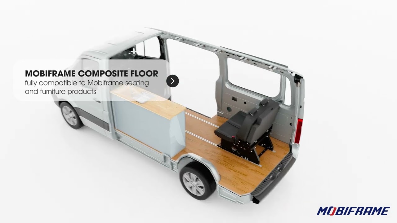 Mobiframe Composite Floor System. Solution for smooth installation of seating solutions in vehicle.