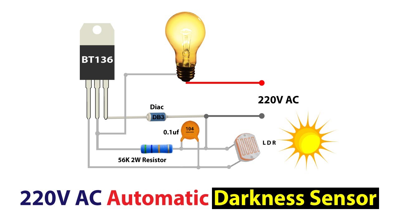 How To Make 220V Automatic ON OFF LDR Circuit | No Relay | No Battery | Simple Dark Sensor circuit