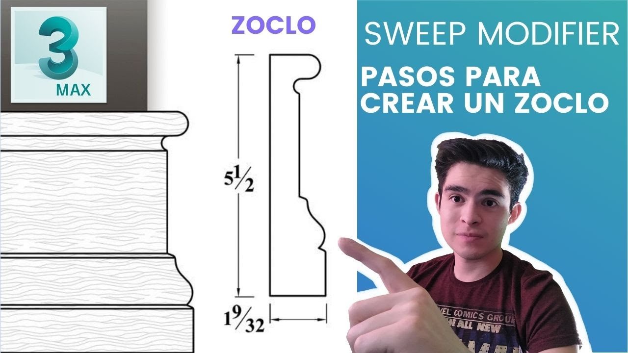 3ds Max SWEEP Modifier | Cómo modelar un ZOCLO para interiores 🛋️