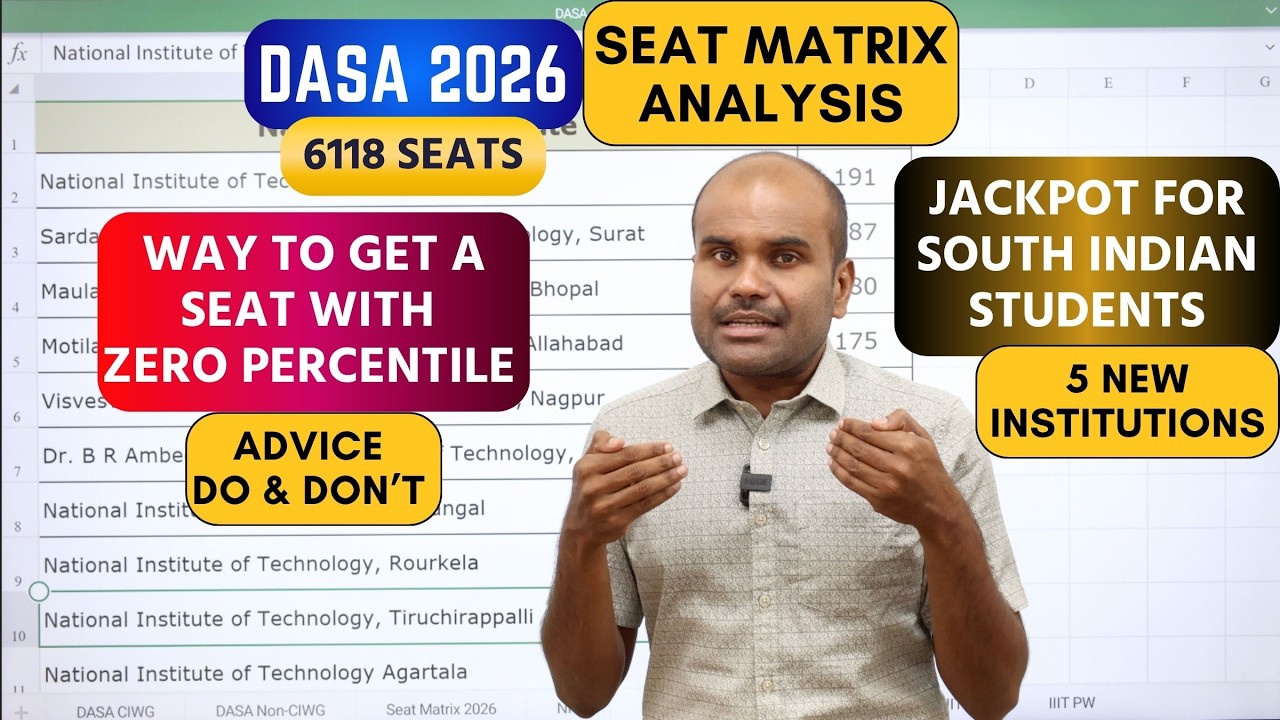 DASA 2026 |✅Seat Matrix Analysis | 5 IIITs Added & Seats Increased ⬆️|👌🏼Happy News for SOUTH INDIANS