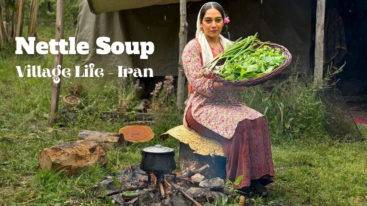 Nettle Soup Cooked Over Open Fire: A Rustic Village Recipe