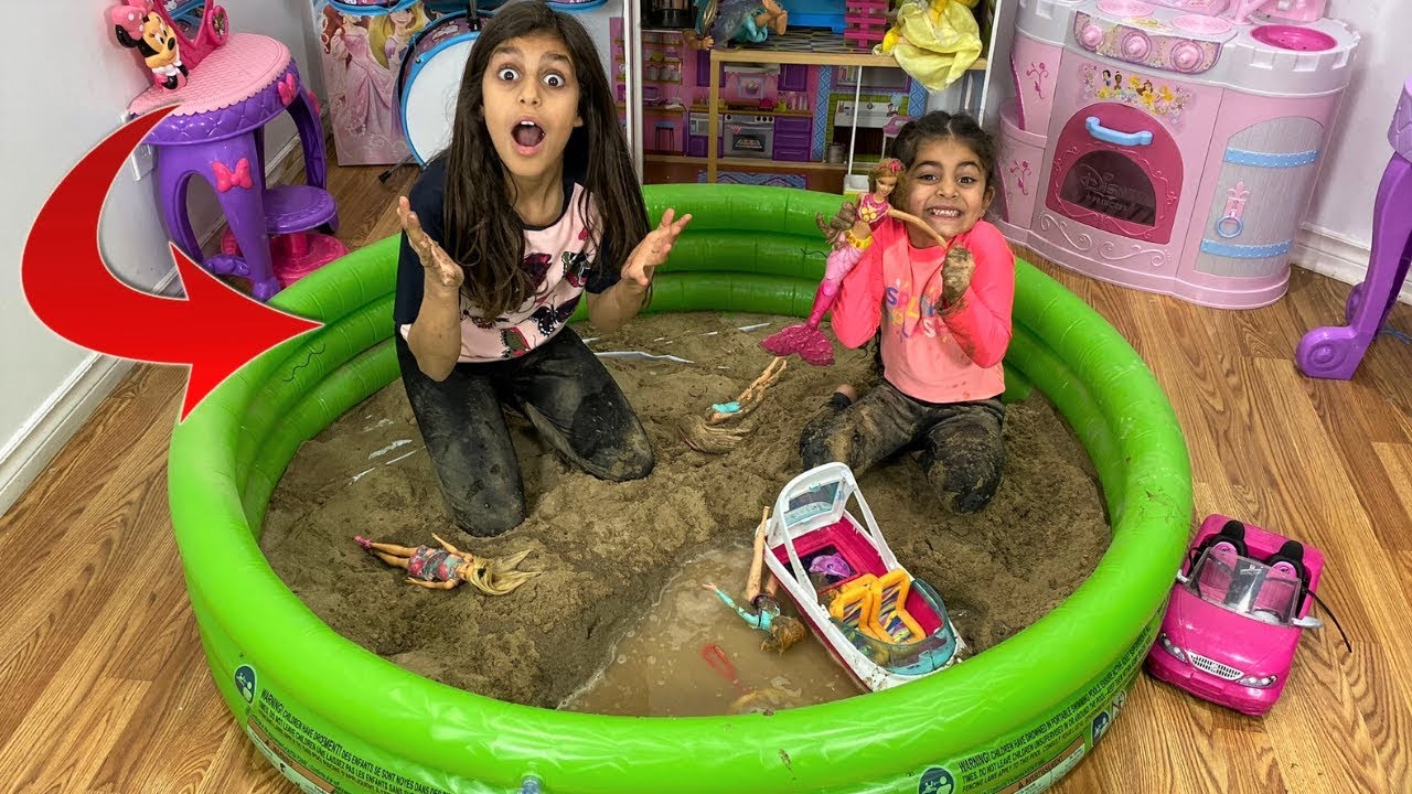 Deema Play Barbie Beach inside our HOUSE!!