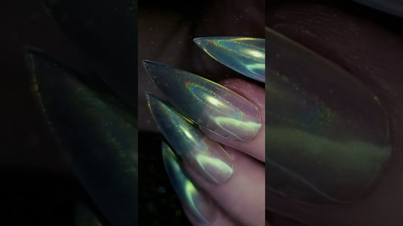 Opal + Holographic Chrome ✨🥵 #nails #chromenails #nailinspo