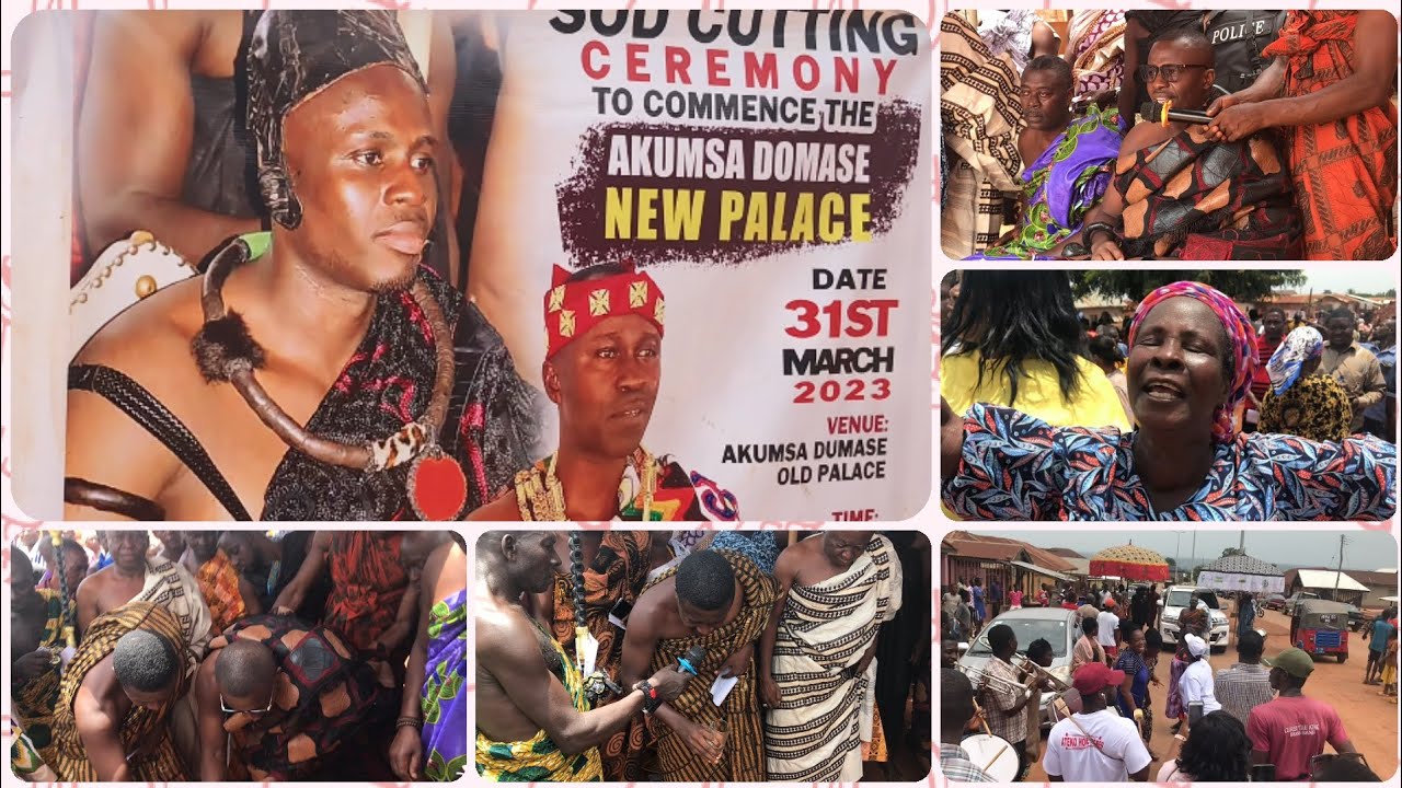 AKUMSA DOMASE PALACE: NANA KWAME BAFFOE IV CUTS SOD FOR THE CONSTRUCTION OF AN ULTRAMODERN PALACE..🔥