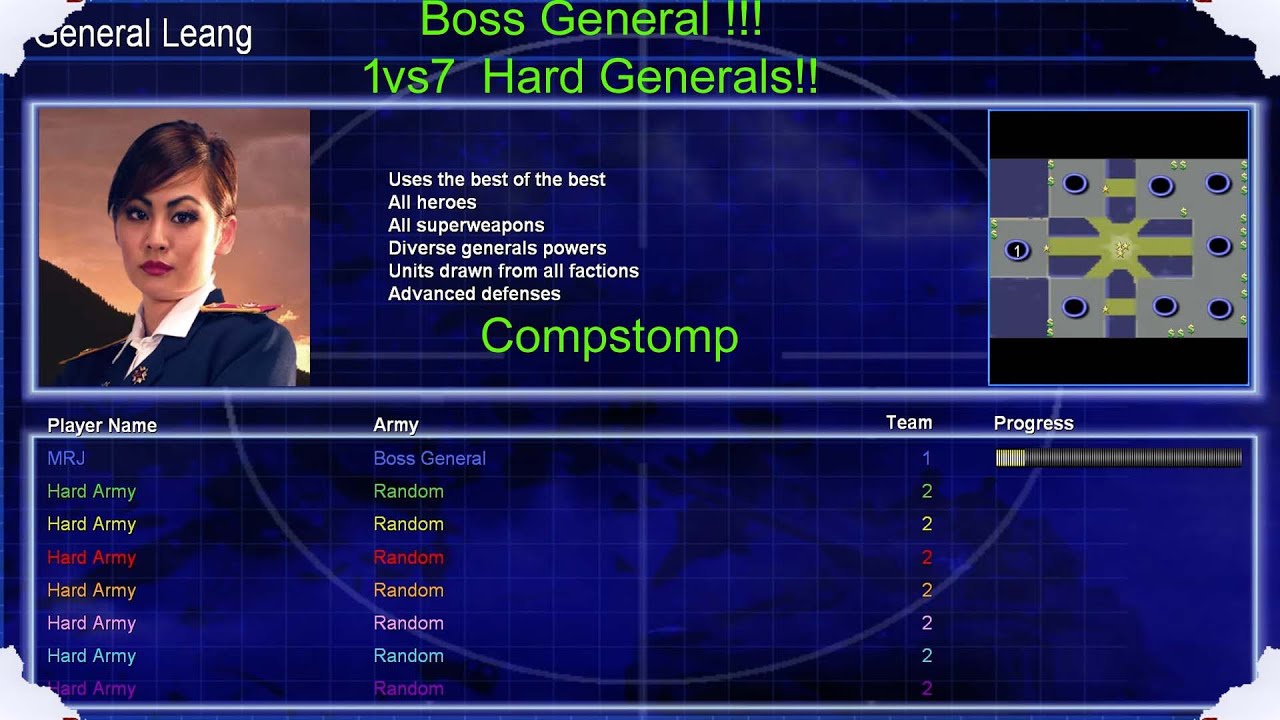 Boss General 1 vs 7 Hard Generals. (Compstomp)
