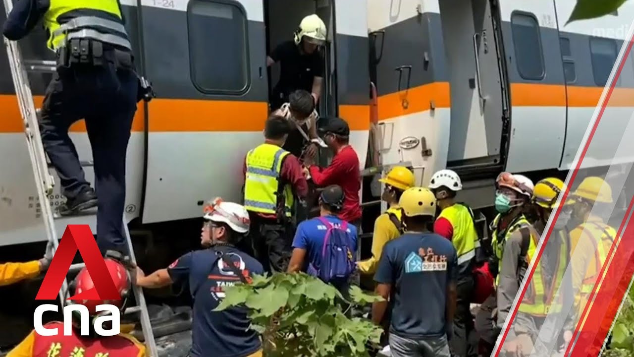 Taiwan train crash: Dramatic footage shows truck landed on track a minute before fatal accident