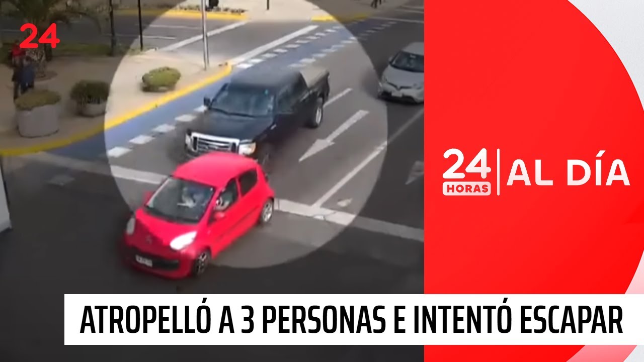 El momento del escape de conductor que atropelló a tres personas tras chocar contra bencinera