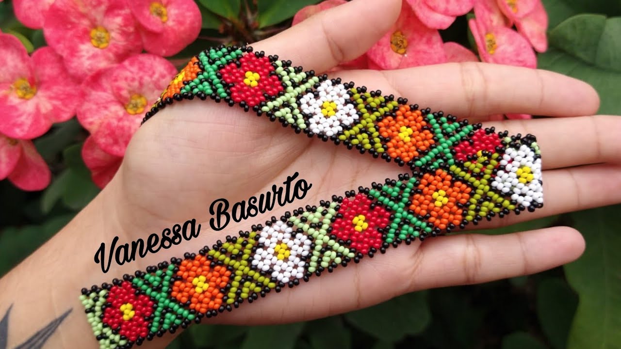 💐GARGANTILLA CON FLORES MULTICOLOR💐DE CHAQUIRA/MOSTACILLA (FACIL)| Easy Beaded flower choker💐 DIY