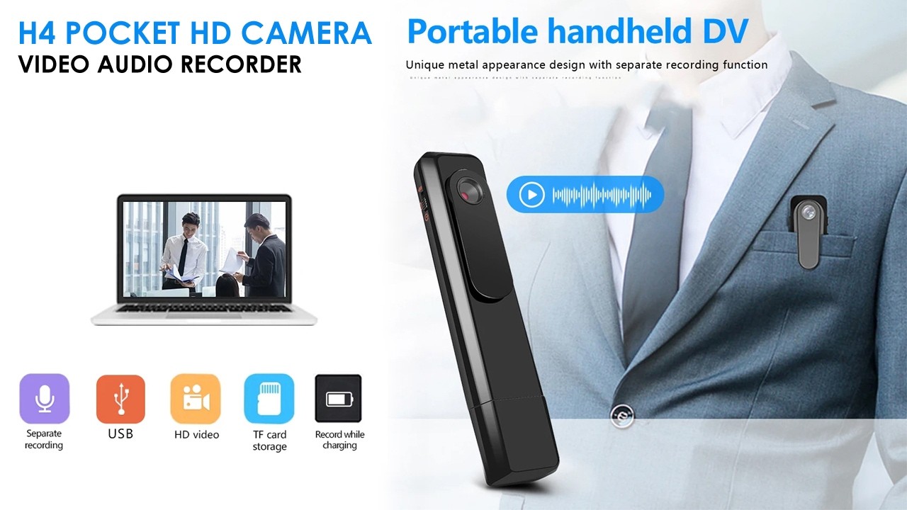H4 Body Camera Setup/Demo Video How to Use It, Support 32GB or 64GB Sd Card