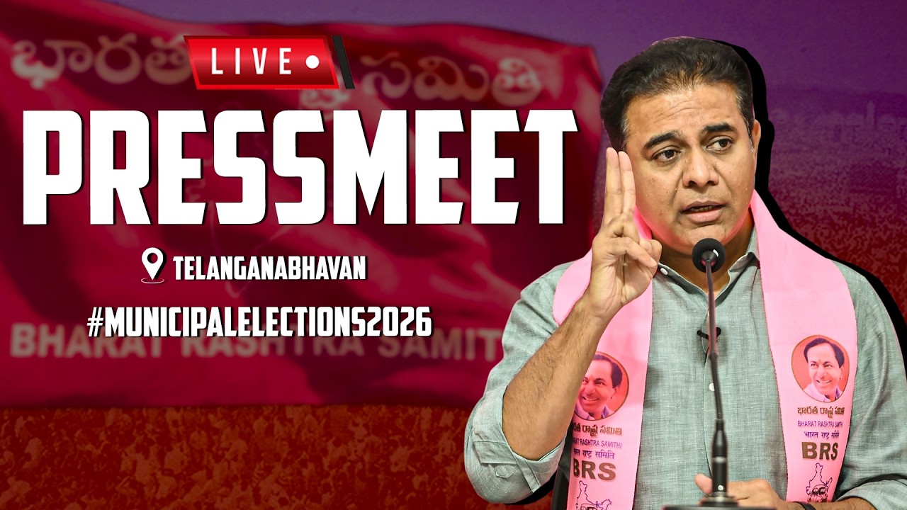 Live : BRS Working President KTR addressing the media at Telangana Bhavan