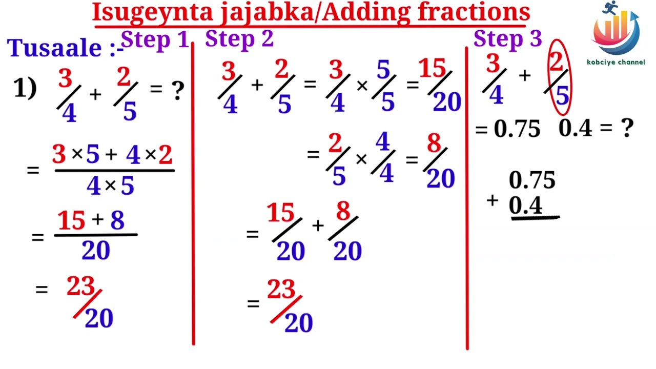Lesson 9 | ISUGEYNTA JAJABYADA/ADDING FRACTIONS