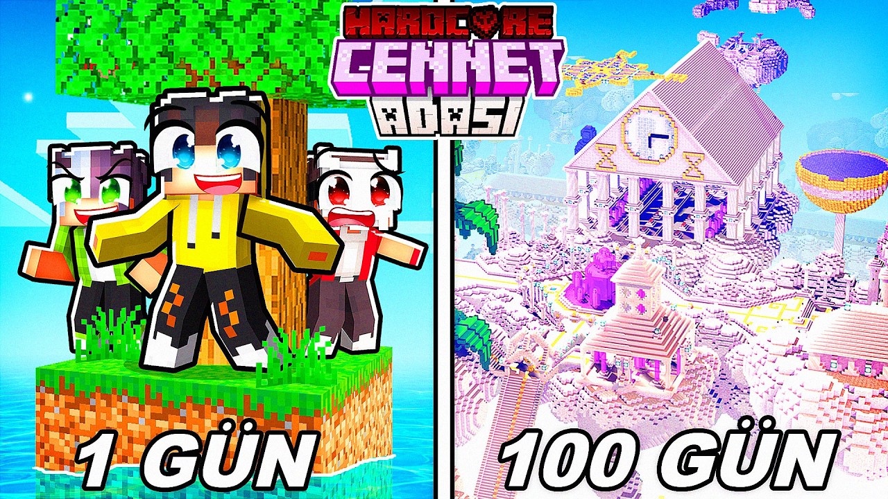 Minecraft Hardcore’da 100 Gün CENNET ADASI Deneyi… Sonda Şok Oldum!⚡😳