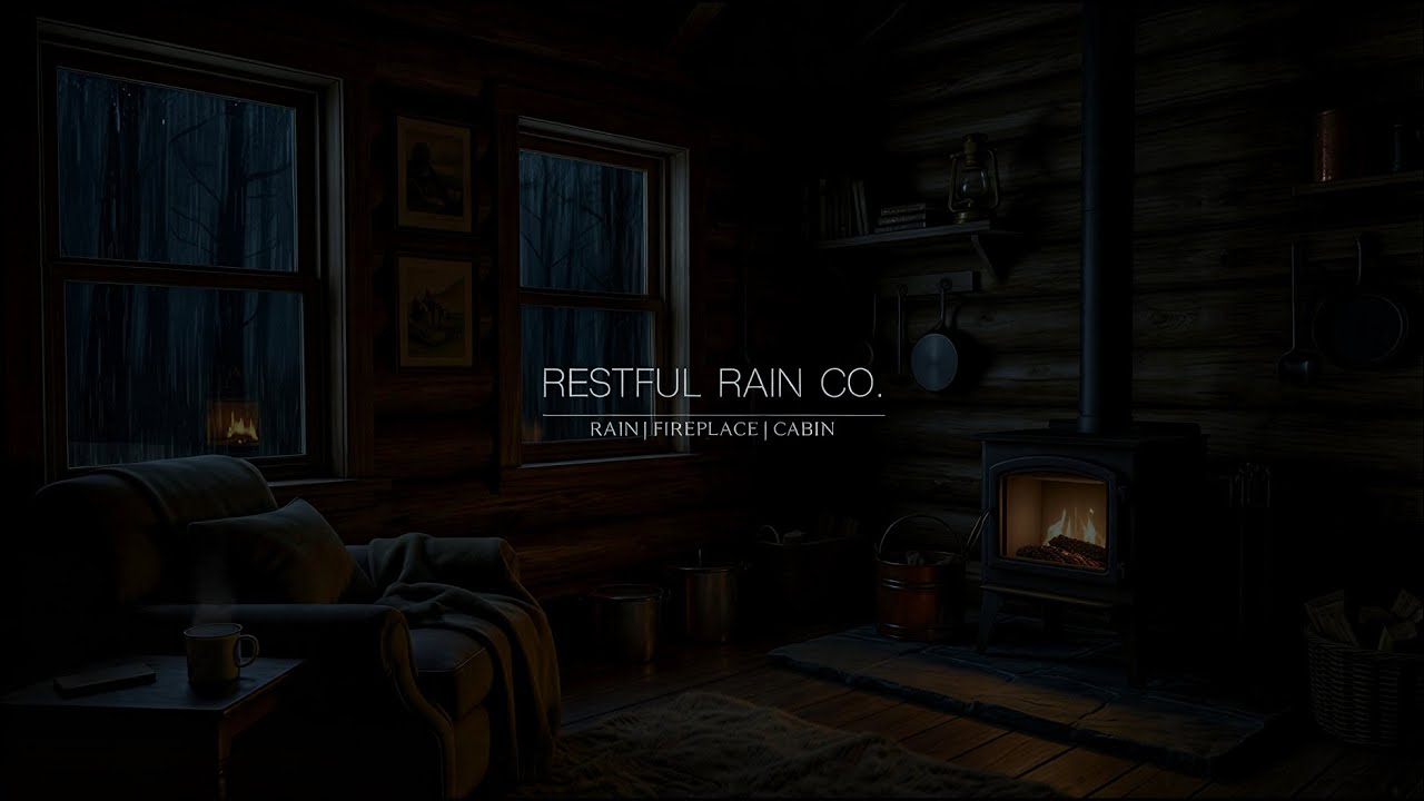 Cozy Night Fireplace & Rain Sounds 🔥 Cabin Ambience for Deep Sleeping