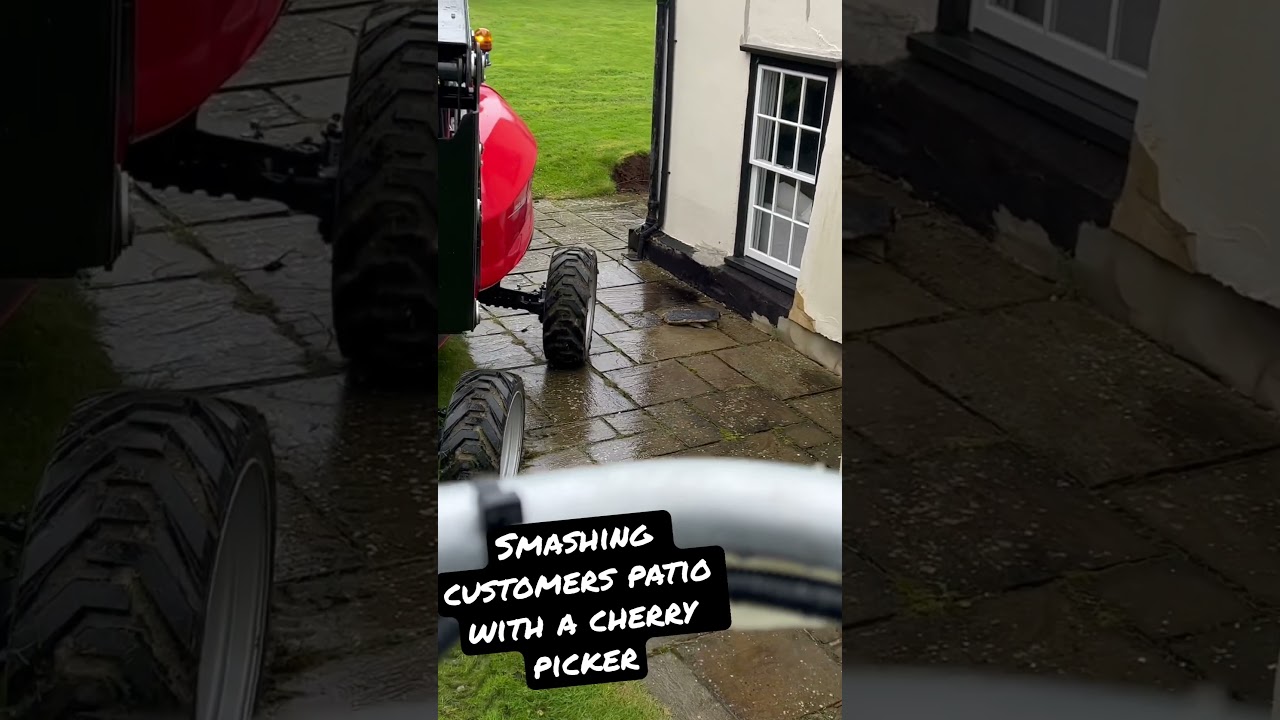 Smashing a customers patio with a cherry picker #electrician #cherrypicker