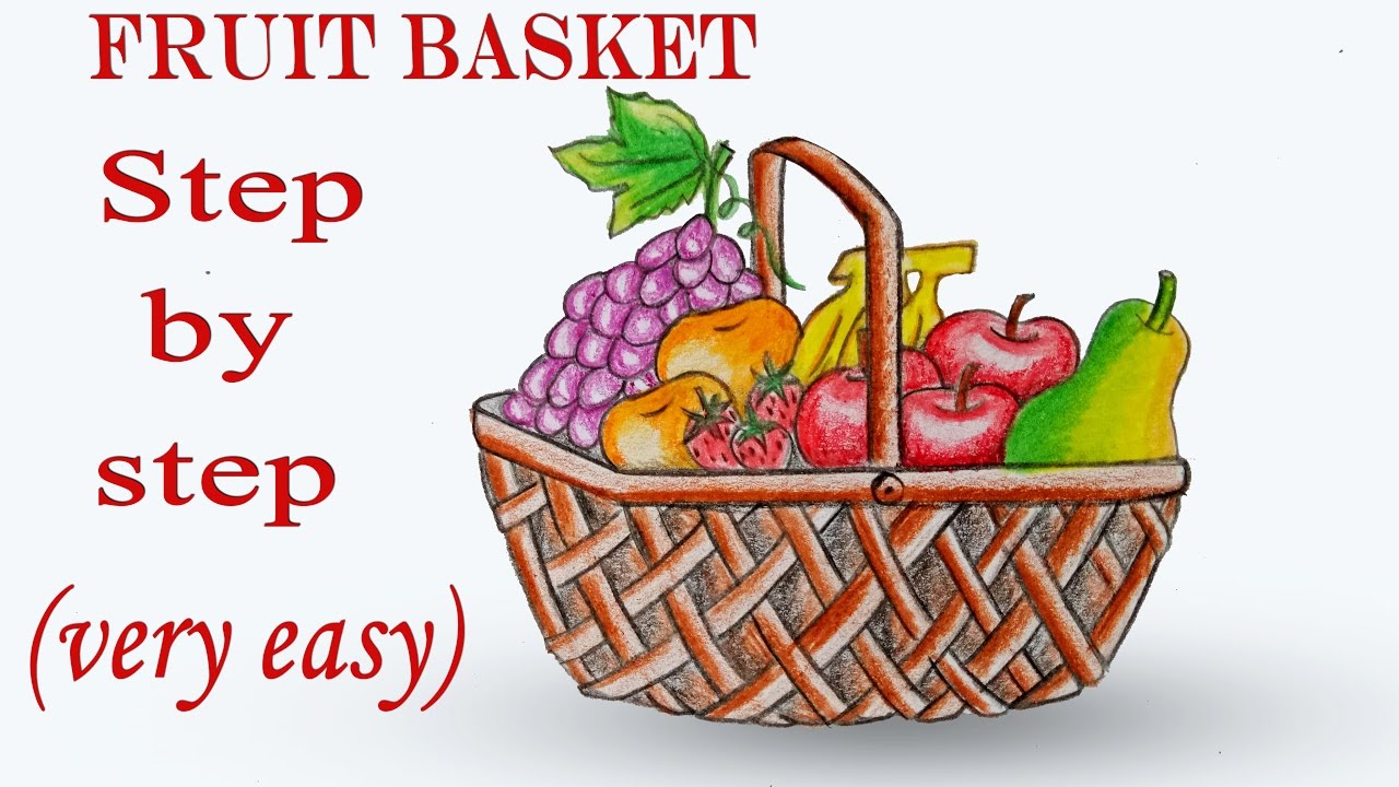 How to draw Fruit Basket step by step (very easy) || Art video
