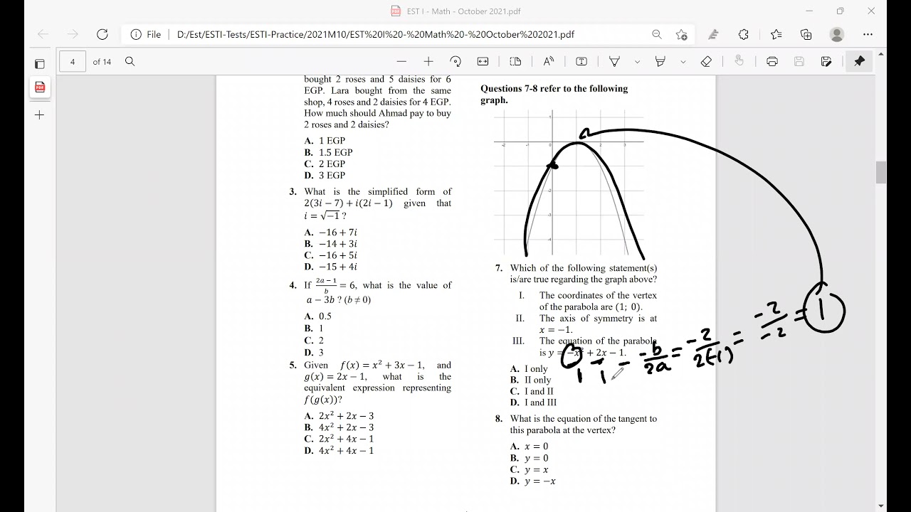 Math EST test  October 2021 section 3 Mr.Bayoumy 10 2021