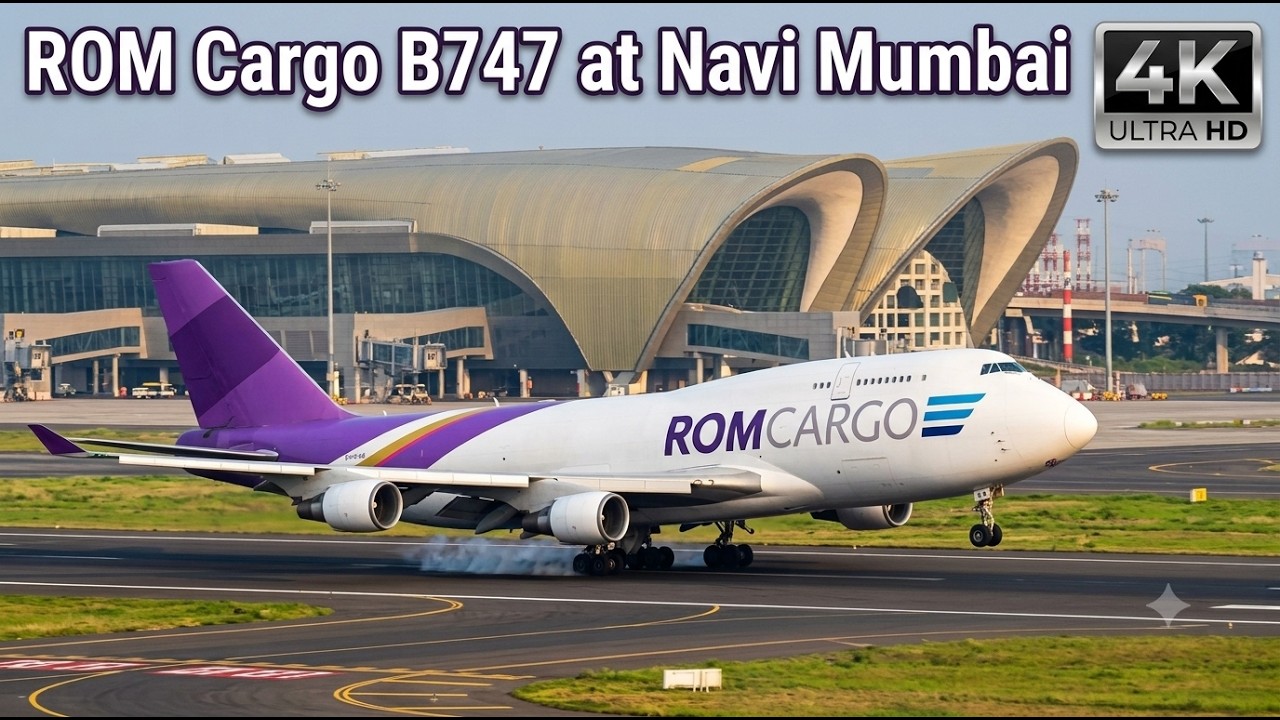 ROM Cargo B747 First Visit at Navi Mumbai Airport #B747 #navimumbaiairport #landing #cargoplane