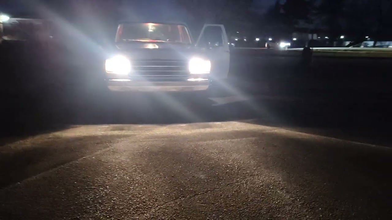 1990 #bricknose Ford F -250 from tail lights to headlights from dome light install  night view