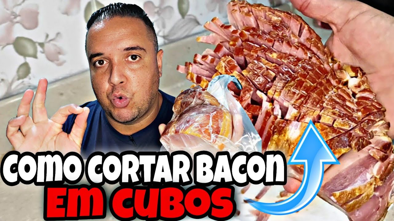 COMO CORTAR BACON 🥓 em CUBOS (#6 segredos das pizzarias )
