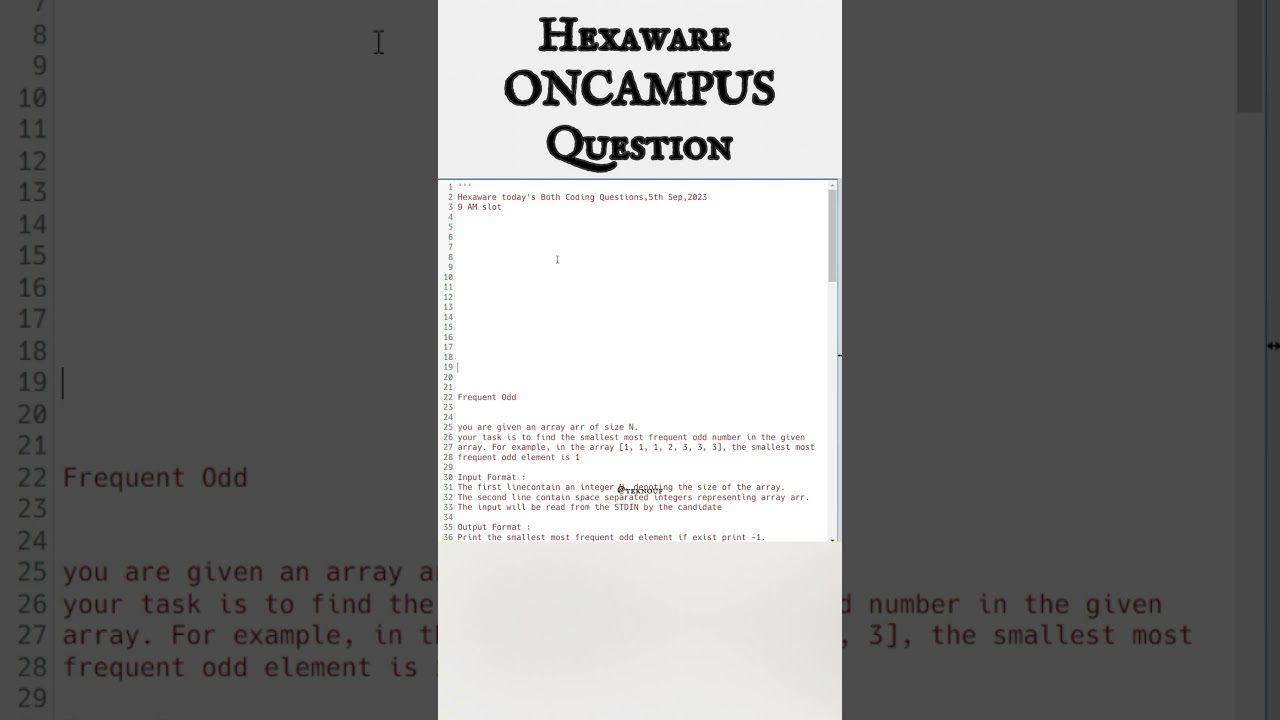 Вопросы по кодированию Hexaware ON CAMPUS