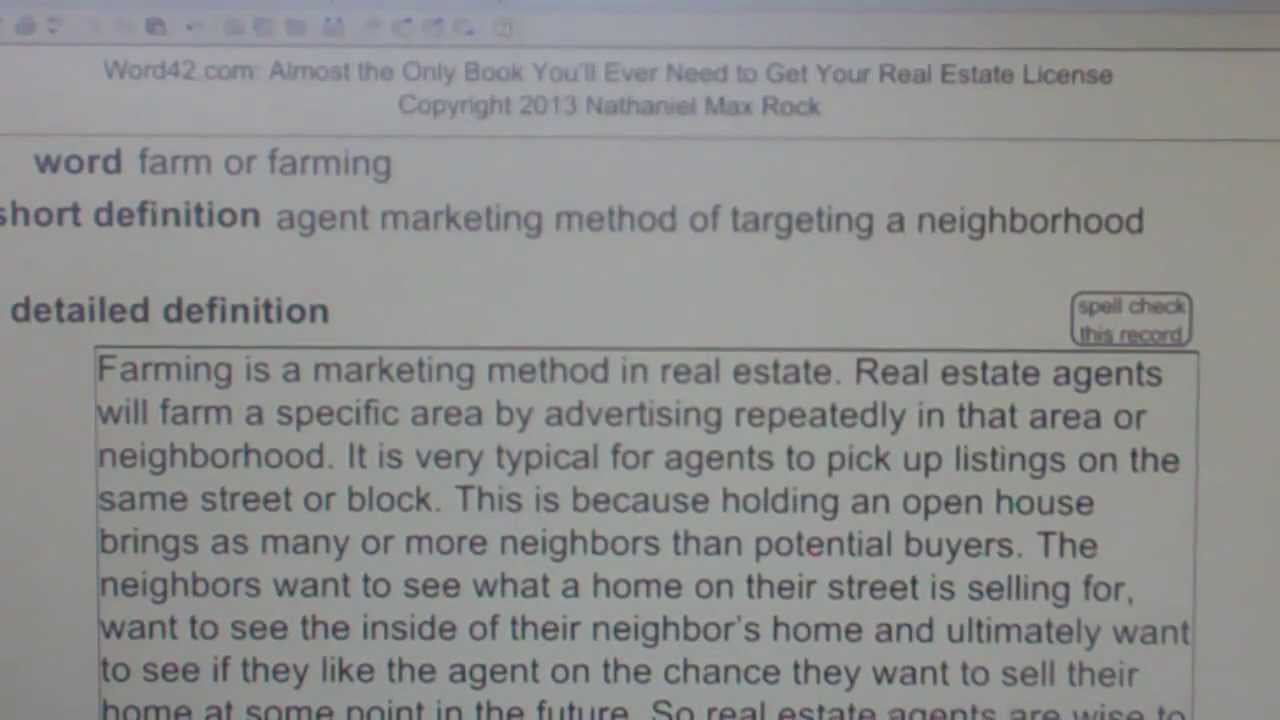 to farm or farming Real Estate License Exam Study Guide AgentExamPass.com