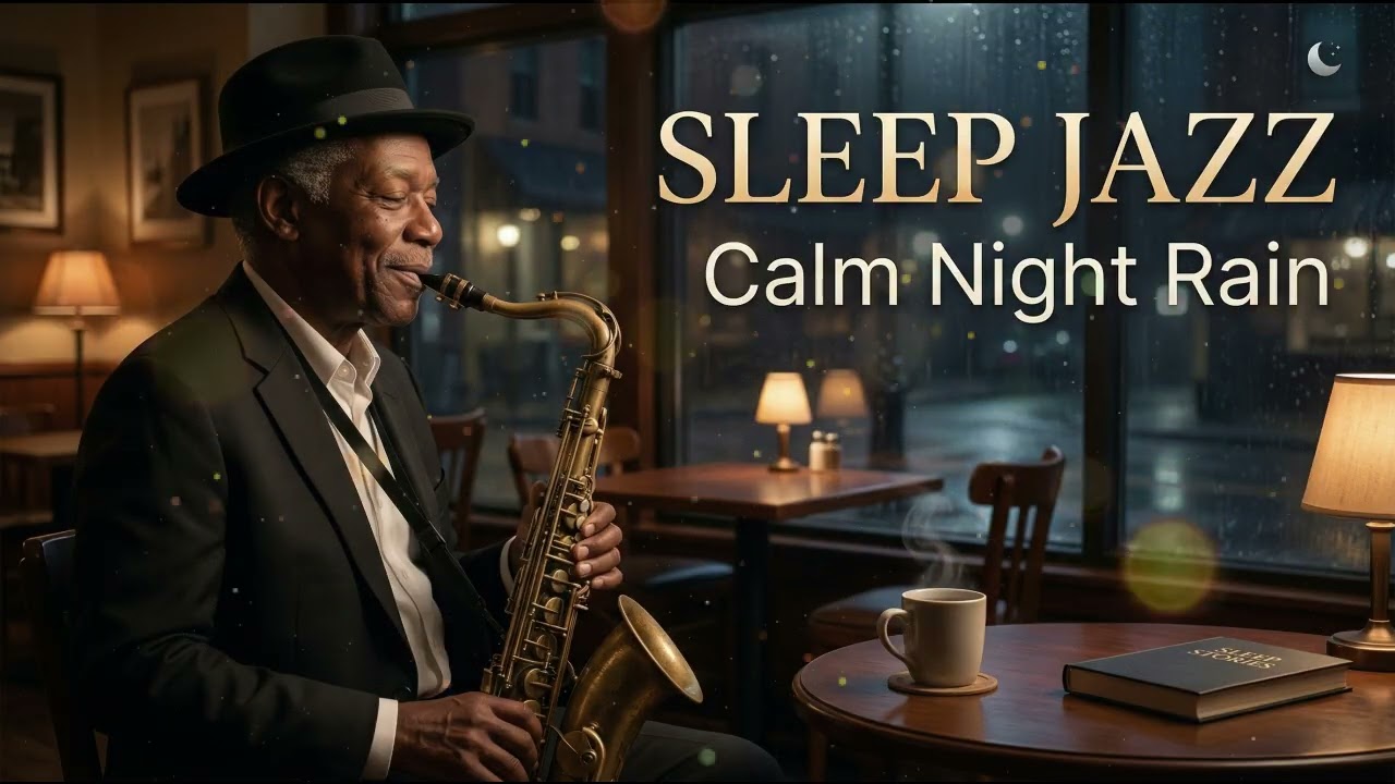 Soft Jazz for Sleep 😴 Calm Night Music with Cozy Rain Ambience